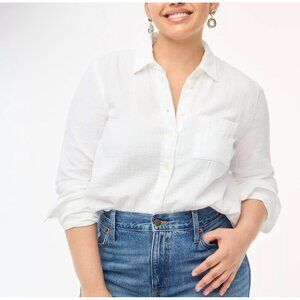 J.CREW Womens Classic Shirt Sz PS Garcon in cotton-Linen Gauze Botton-up Casual